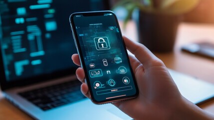 Secure mobile app interface on smartphone for data protection in digital age