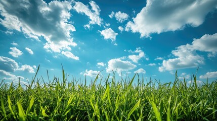 Obraz premium Green pasture under a clear blue sky
