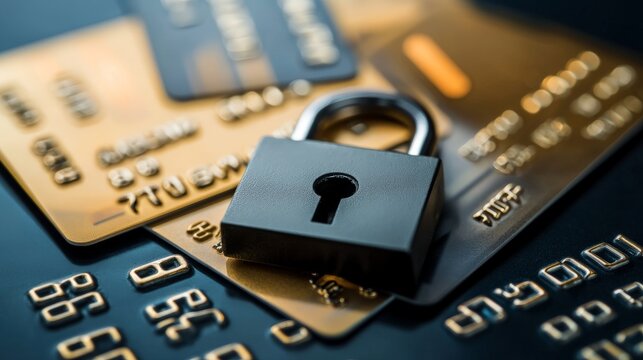 Security and protection: credit cards with lock symbolizing financial safety