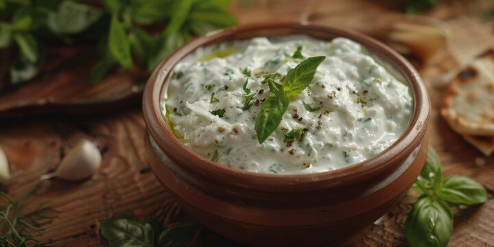 Tasty starter tzatziki Turkish traditional dish cacik