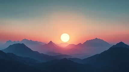 the sun is setting over a mountain range