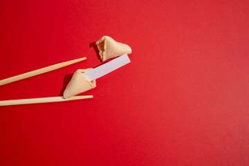 Delicious fortune cookies. Chinese cookies with empty space inside for words of fortune. Space for...