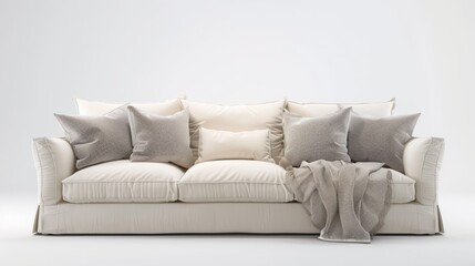 Fototapeta premium white sofa with throw pillows