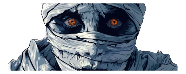 Mummy with a spooky face. Vector flat isolated.