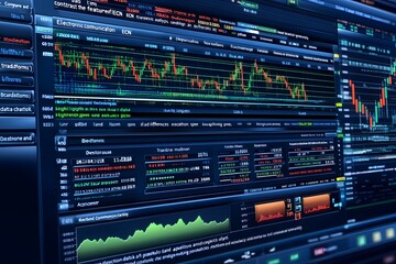 Naklejka premium Computer Screen Displaying Financial Data and Charts
