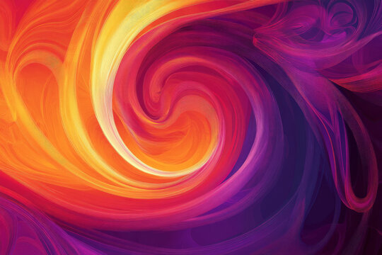 A striking bright abstract background with swirling patterns in shades of red, purple, and orange. The design has a high-energy, contemporary feel with bold color interactions.