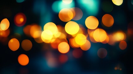 Fototapeta premium Vivid abstract bokeh with vibrant blurred lights in a dark urban setting