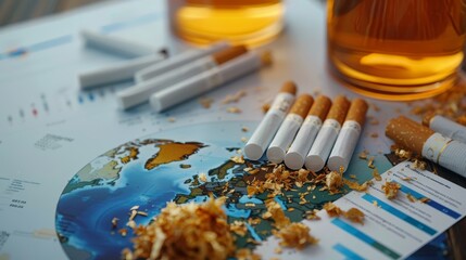 Global trends in tobacco consumption shown through regional data visualization and world map