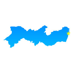 Map of Pernambuco with its capital Recife in Brazil with a professional blue style