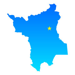 Map of Roraima with its capital Boa Vista in Brazil with a professional blue style