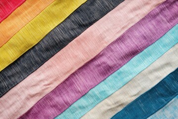 Colorful fabric texture background with diagonal stripes of different colors, arranged in rows A wide variety of vibrant and pastel hues Generative AI