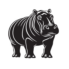 Fototapeta premium hippo in cartoon, doodle style . Image for t-shirt, web, mobile apps and ui. Isolated 2d vector illustration in logo, icon, sketch style, Eps 10, black and white. AI Generative