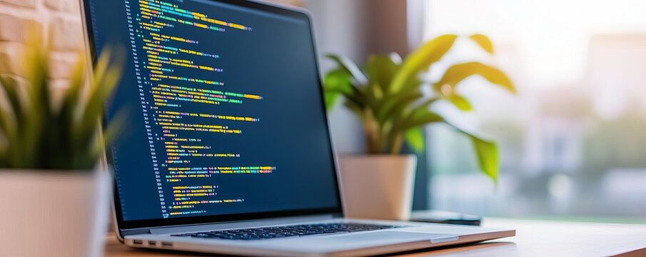Developer enhancing frontend design, digital screens, futuristic coding setup