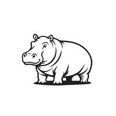 Obraz premium hippo in cartoon, doodle style . Image for t-shirt, web, mobile apps and ui. Isolated 2d vector illustration in logo, icon, sketch style, Eps 10, black and white. AI Generative