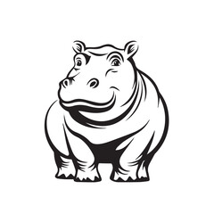 hippo in cartoon, doodle style . Image for t-shirt, web, mobile apps and ui. Isolated 2d vector illustration in logo, icon, sketch style, Eps 10, black and white. AI Generative