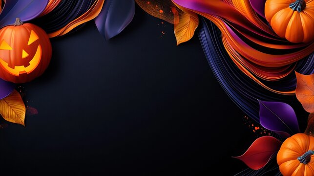  Pumpkin & Leaf Halloween Background with Name Placement