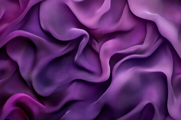 Obraz premium A dramatic abstract background featuring 3D silk fabric waves in gradient tones of rich purple to light lilac. The fabric adds a luxurious, striking quality to the scene.