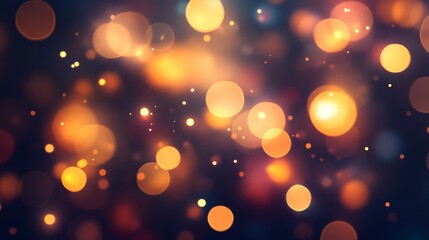 Obraz premium Warm golden bokeh lights on dark background for festive atmosphere