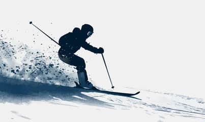 A silhouette vector of a person skiing.