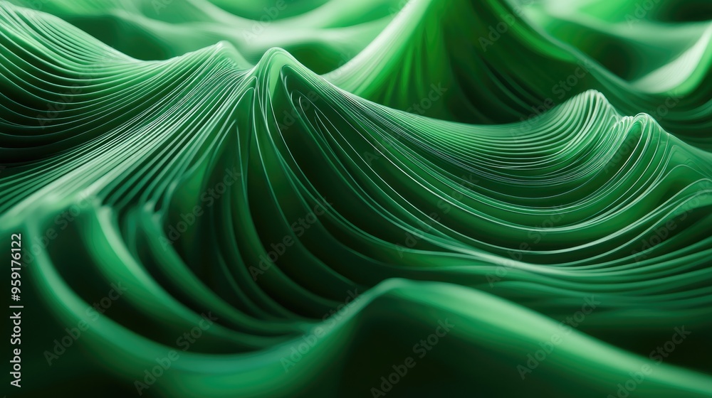 Poster abstract green background with dynamic lines featuring 3d illustration and rendering techniques