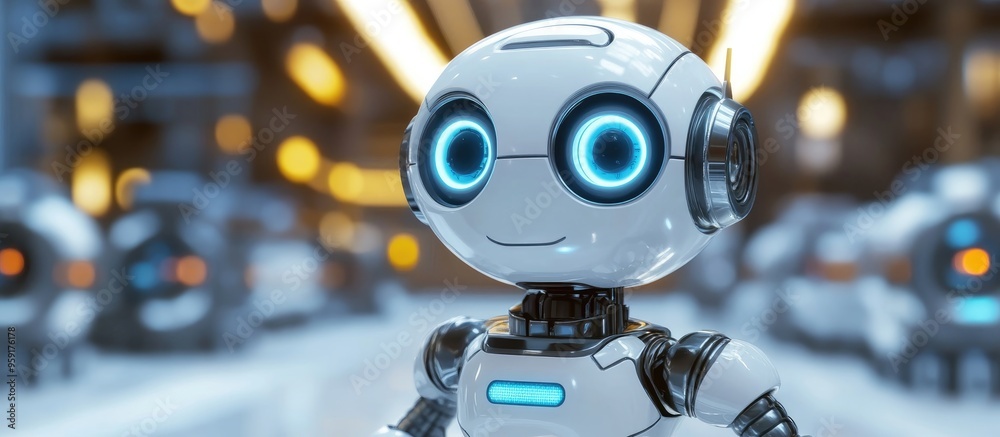 Poster isolated robot and factory symbol set of robot and space graphics for online use