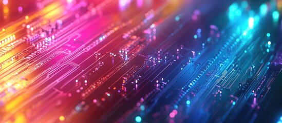 Obraz premium Colorful artistic representation of intelligent artificial concepts featuring a rainbow spectrum background