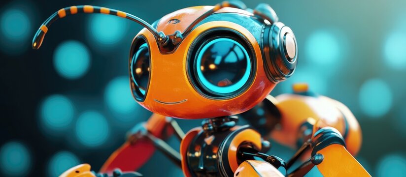 Charming ant inspired robot toy with adorable antennae rendered in 3D