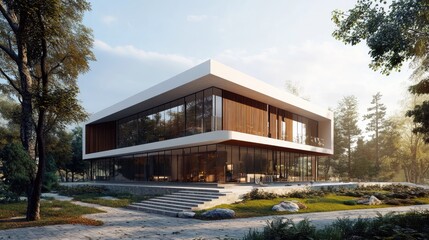 Contemporary building exterior 3D architectural visualization