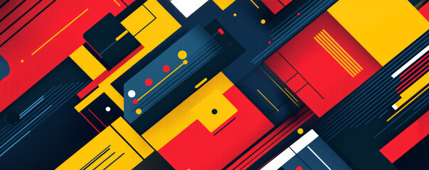 A vibrant business background with bold, geometric shapes in bright colors like red, yellow, and blue. The design is energetic and dynamic, perfect for tech startups and modern businesses.