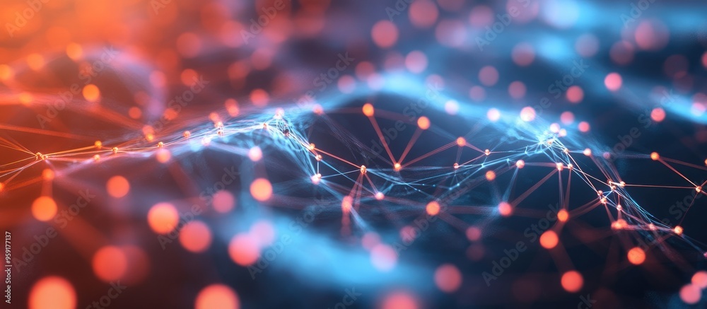 Poster abstract digital concept of neural networks showcasing cyber technologies and data security through 