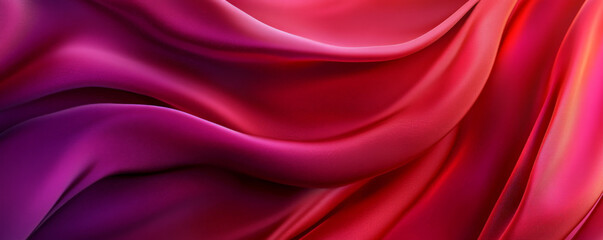 Obraz premium A vibrant abstract background with 3D silk fabric in gradient hues of magenta to deep red. The fabricâ€™s smooth, flowing texture creates a bold, energetic look.