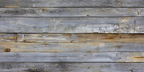 Obraz premium Rustic wooden backdrop with rough, aged oak planks arranged horizontally. The wood has a weathered, grayish-brown color with hints of green moss, creating a natural, organic feel perfect for an
