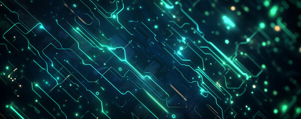 High-tech web design backdrop featuring a dark, textured background with glowing, green and blue circuit patterns. The design is dynamic and futuristic, perfect for digital products or cybersecurity
