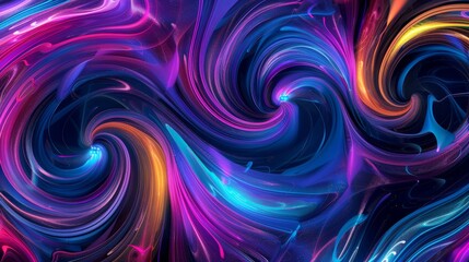 Fototapeta premium Colorful swirling patterns in vibrant blues, purples, and oranges create an abstract showcase of motion and energy