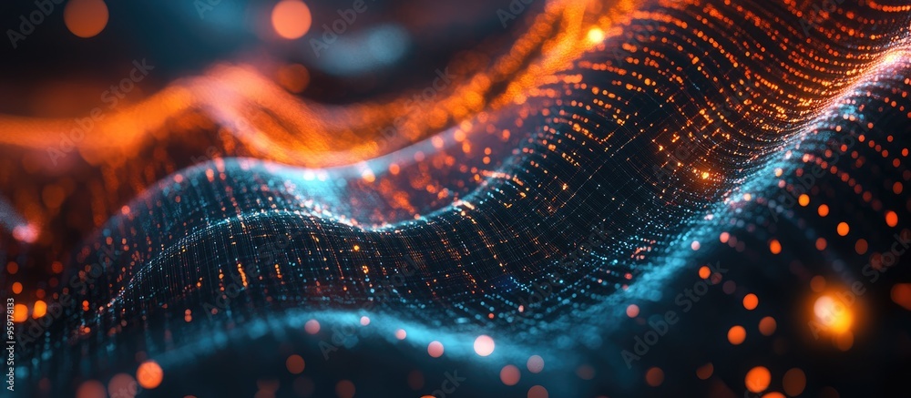 Poster abstract representation of artificial intelligence technology digital web backdrop illustrating virt