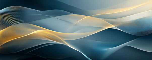 Obraz premium A stylish abstract background with flowing shapes in muted blue and gold. The design features a high-end, sophisticated look with smooth, elegant color transitions.