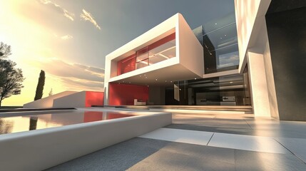 Fototapeta premium Contemporary architectural design rendered in 3D illustration