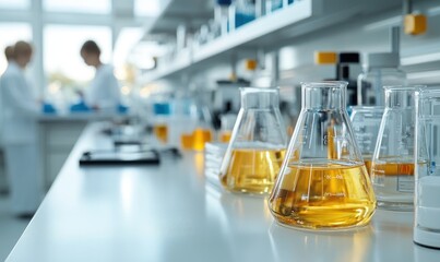 Sophisticated Laboratory with Scientists Conducting Research on High-Tech Instruments in a Clean, Modern Environment