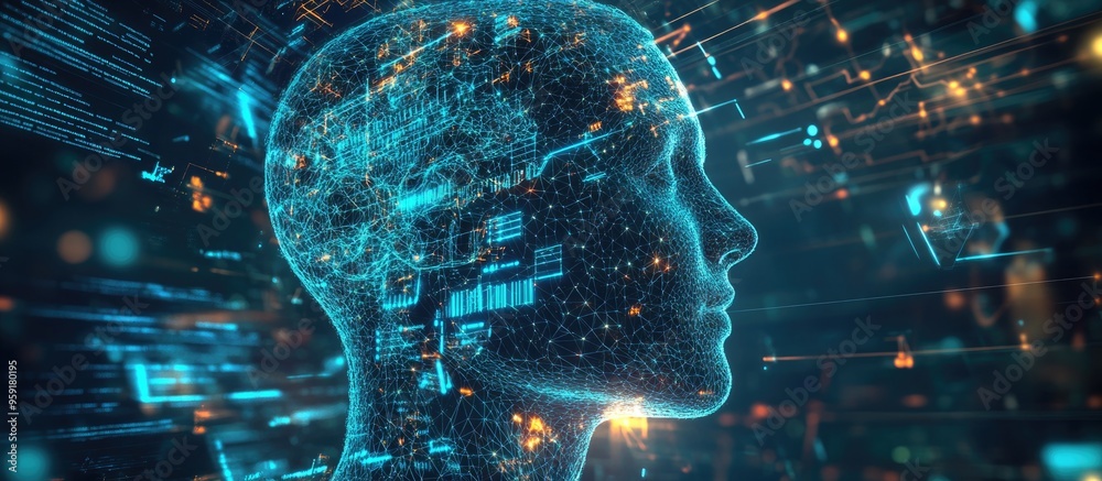 Poster virtual digital representation of artificial intelligence with a focus on deep learning concepts sho