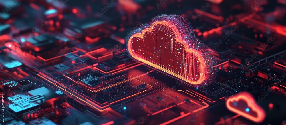 Poster cloud connection technology data transfer in cloud computing business communication via social netwo