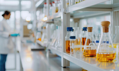 Sophisticated Laboratory with Scientists Conducting Research on High-Tech Instruments in a Clean, Modern Environment