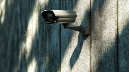 Security camera mounted on the wall