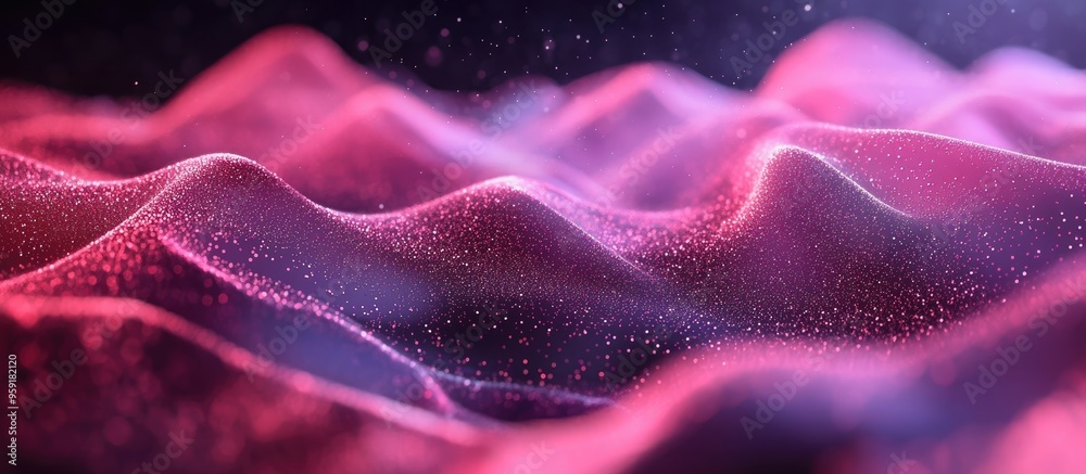 Poster dynamic wave of particles in a futuristic abstract background 3d rendering showcasing a flowing poin