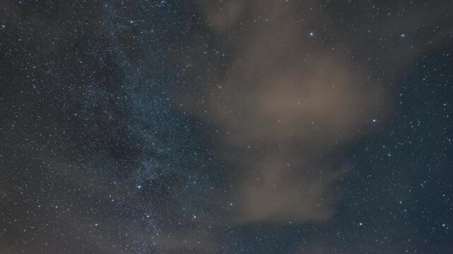 The Milky Way moving across the night sky. Captures the mesmerizing motion of stars and cosmic detail in a clear, dark sky