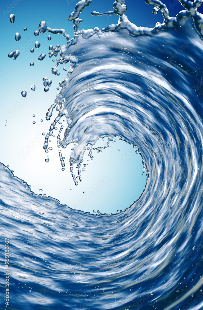 Wall mural blue water splash isolated on blue background