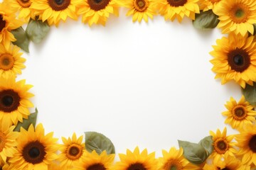 Free sunflowers frame white background