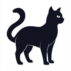 cute cat silhouette vector for white background