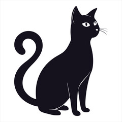 cute cat silhouette vector for white background