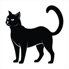 cute cat silhouette vector for white background