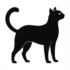 cute cat silhouette vector for white background